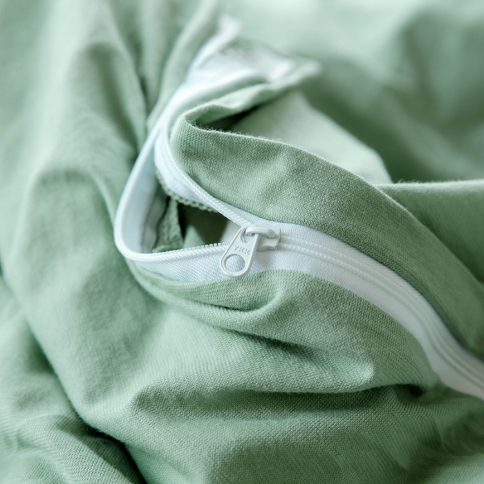 91家纺网 家纺一手货源 找家纺 华超针织 2021新款针织纯色四件套1 豆绿