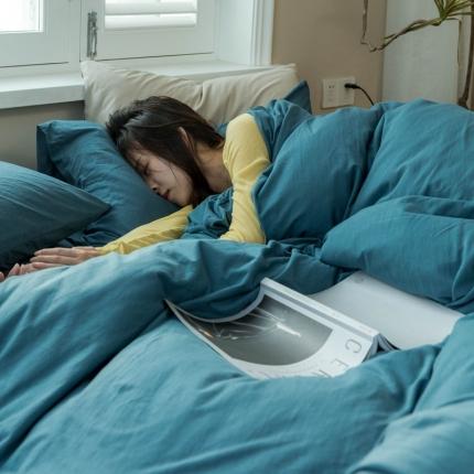 华超针织 2021新款针织纯色四件套1 海蓝