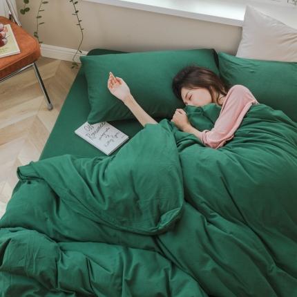 华超针织 2021新款针织纯色四件套1 墨绿