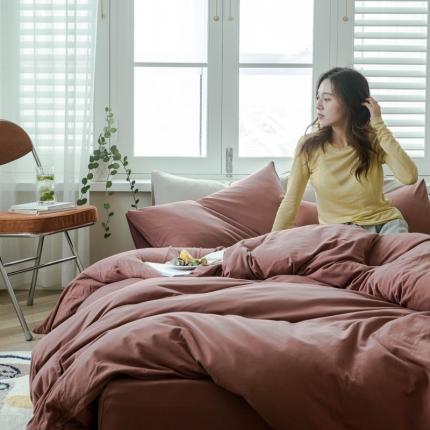 华超针织 2021新款针织纯色四件套1 砖红