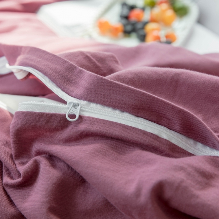 91家纺网 家纺一手货源 找家纺 华超针织 2021新款针织纯色四件套1 豆沙