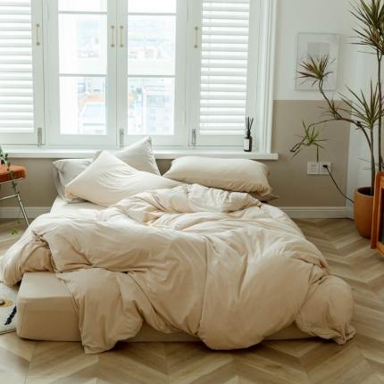 91家纺网 家纺一手货源 找家纺 华超针织 2021新款针织纯色单床笠1 奶茶