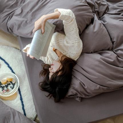 91家纺网 家纺一手货源 找家纺 华超针织 2021新款针织纯色单床笠1 藕色