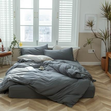 91家纺网 家纺一手货源 找家纺 华超针织 2021新款针织纯色单床笠1 深灰