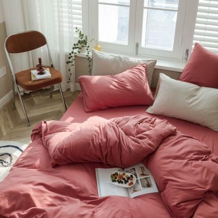 91家纺网 家纺一手货源 找家纺 华超针织 2021新款针织纯色单床笠1 树莓红