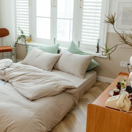 91家纺网 家纺一手货源 找家纺 华超针织 2021新款针织纯色单床笠1 杏色