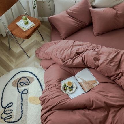 91家纺网 家纺一手货源 找家纺 华超针织 2021新款针织纯色单床笠1 砖红