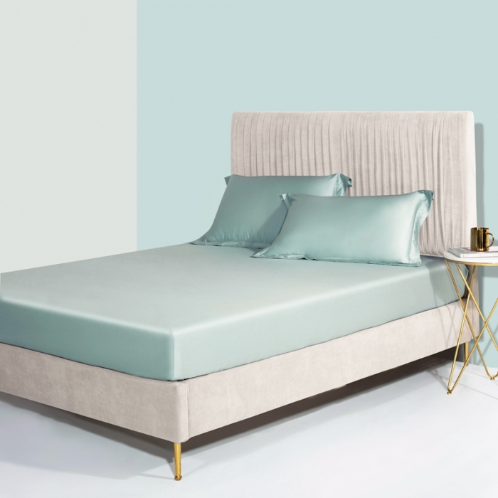 91家纺网 家纺一手货源 找家纺 小米笠 2021新款60支长绒棉纯色床笠三件套床盖床单可定制四季款 薄荷绿