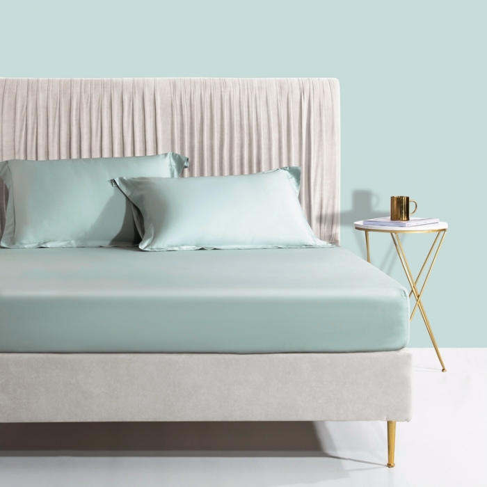 91家纺网 家纺一手货源 找家纺 小米笠 2021新款60支长绒棉纯色床笠三件套床盖床单可定制四季款 薄荷绿