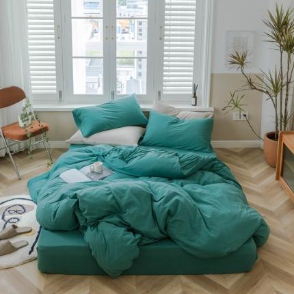 华超针织 2021新款针织纯色单床笠1 湖绿