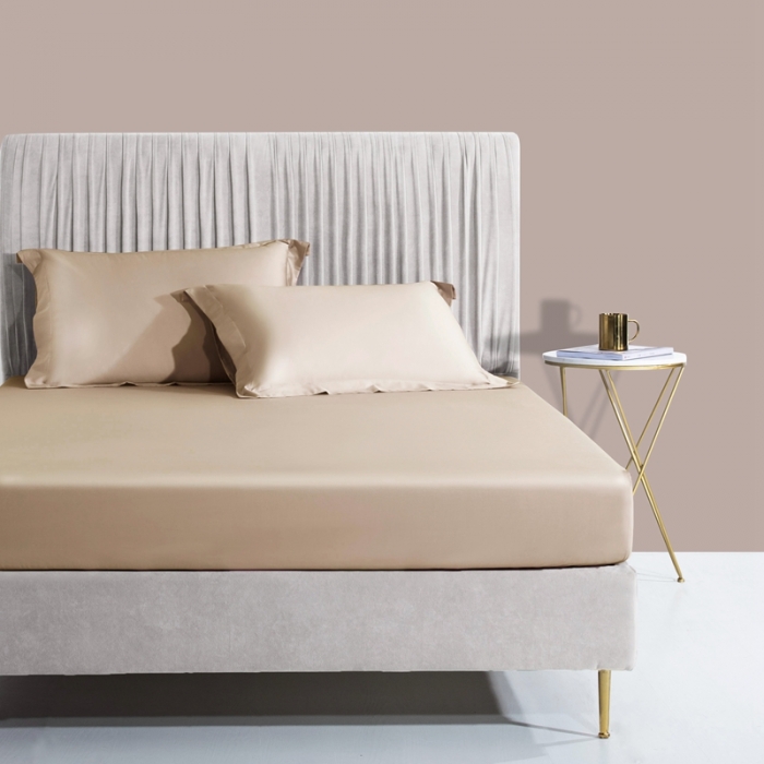 91家纺网 家纺一手货源 找家纺 小米笠 2021新款60支长绒棉纯色床笠三件套床盖床单可定制四季款 香槟金