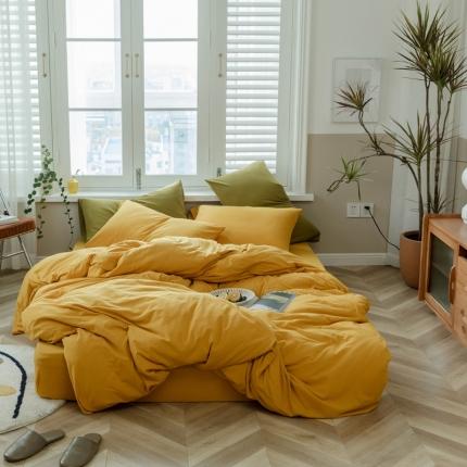 华超针织 2021新款针织纯色单床笠1 姜黄