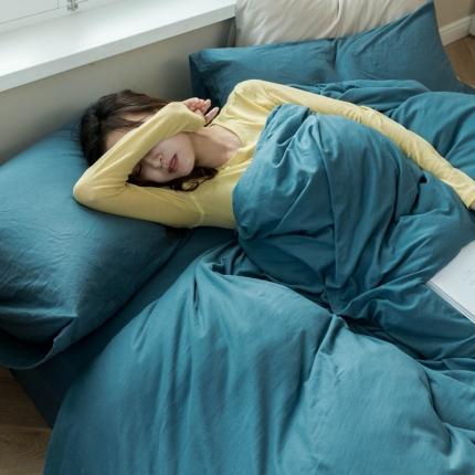 91家纺网 家纺一手货源 找家纺 华超针织 2021新款针织纯色单床单1 海蓝