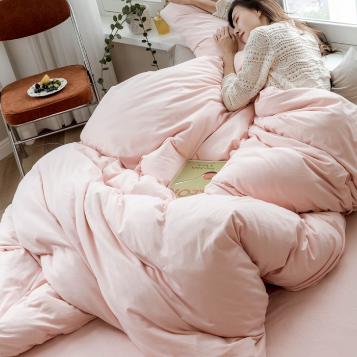 91家纺网 家纺一手货源 找家纺 华超针织 2021新款针织纯色单床单1 嫩粉