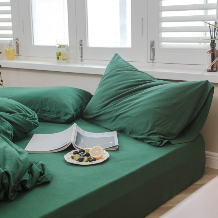 91家纺网 家纺一手货源 找家纺 华超针织 2021新款针织纯色单枕套单只1 墨绿