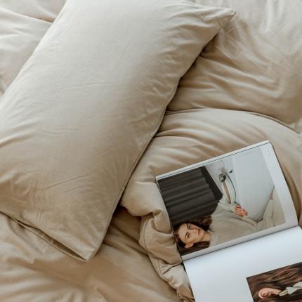 华超针织 2021新款针织纯色单枕套单只1 杏色