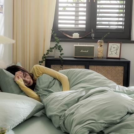 华超针织 2021新款针织纯色四件套2 豆绿