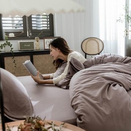 华超针织 2021新款针织纯色四件套2 藕色