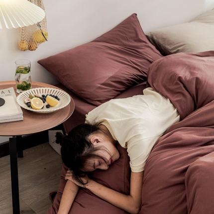 华超针织 2021新款针织纯色四件套2 砖红