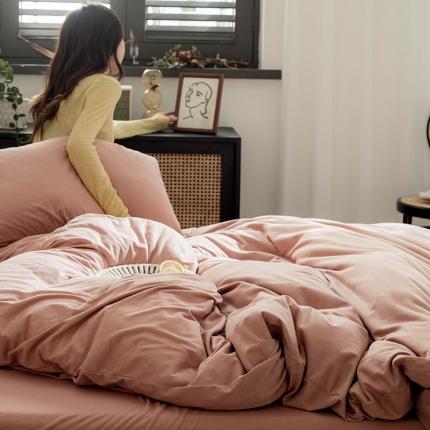 华超针织 2021新款针织纯色四件套2 紫粉