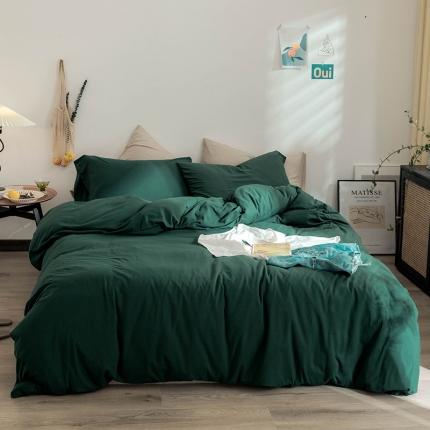 91家纺网 家纺一手货源 找家纺 华超针织 2021新款针织纯色单被套 墨绿