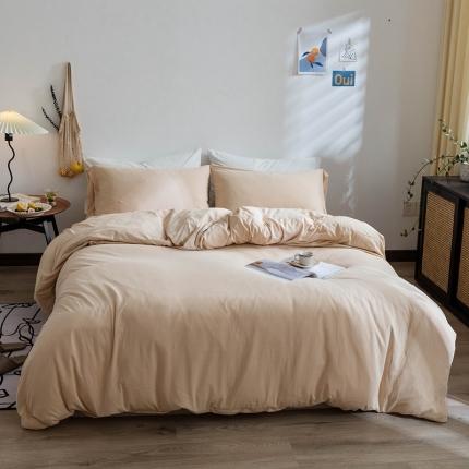 91家纺网 家纺一手货源 找家纺 华超针织 2021新款针织纯色单被套 奶茶