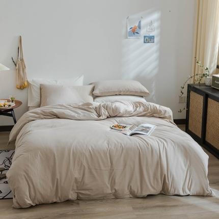 91家纺网 家纺一手货源 找家纺 华超针织 2021新款针织纯色单被套 杏色