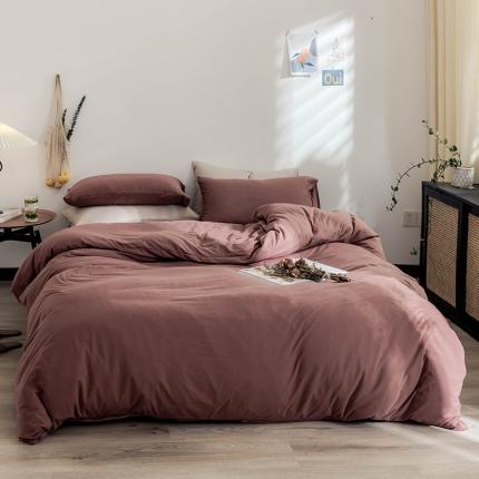 91家纺网 家纺一手货源 找家纺 华超针织 2021新款针织纯色单被套 砖红