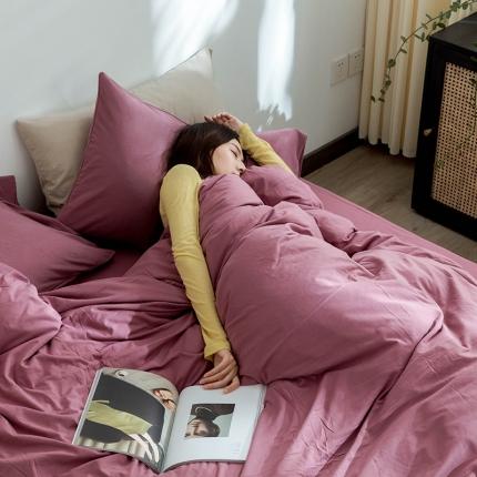 华超针织 2021新款针织纯色单被套 豆沙