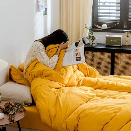 华超针织 2021新款针织纯色单被套 姜黄
