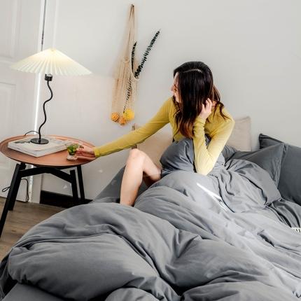 华超针织 2021新款针织纯色单被套 深灰