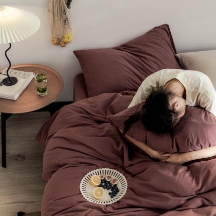 华超针织 2021新款针织纯色单被套 砖红