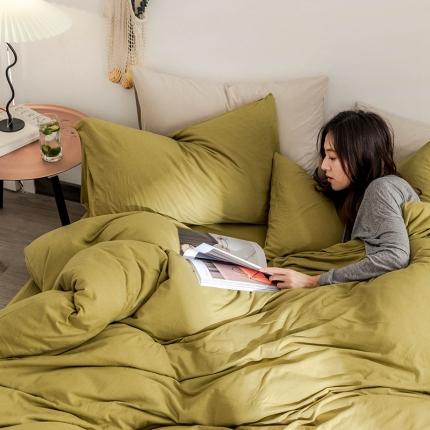 91家纺网 家纺一手货源 找家纺 华超针织 2021新款针织纯色单枕套单只2 苔藓绿