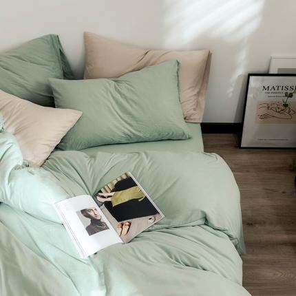 华超针织 2021新款针织纯色单枕套单只2 豆绿