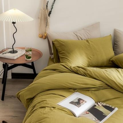 华超针织 2021新款针织纯色单枕套单只2 苔藓绿