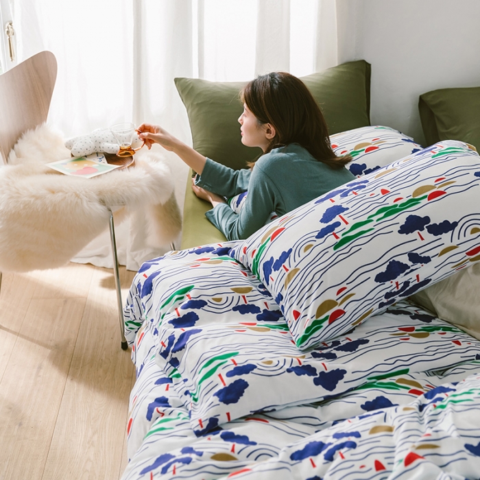 91家纺网 家纺一手货源 找家纺 风向标 2020新款第二季针织棉四件套 春树