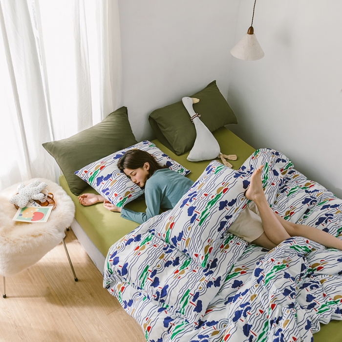 91家纺网 家纺一手货源 找家纺 风向标 2020新款第二季针织棉四件套 春树