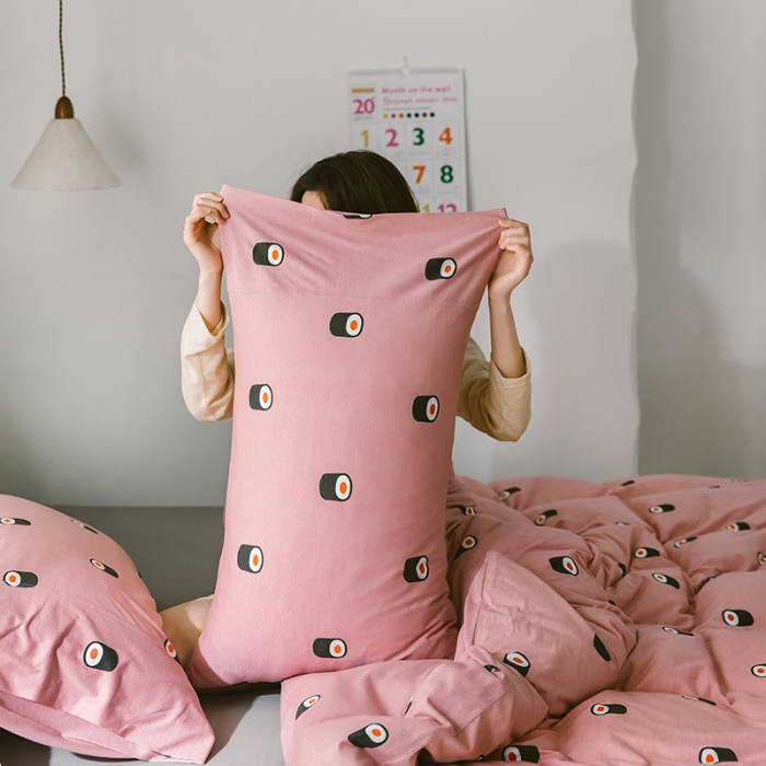 91家纺网 家纺一手货源 找家纺 风向标 2020新款第二季针织棉四件套 饭团-粉