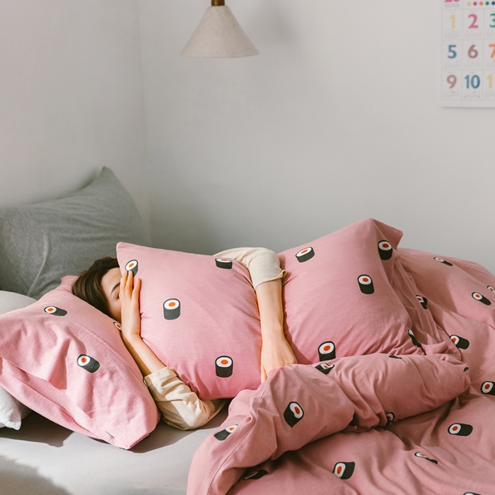 91家纺网 家纺一手货源 找家纺 风向标 2020新款第二季针织棉四件套 饭团-粉