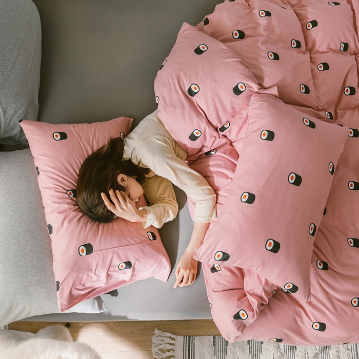 91家纺网 家纺一手货源 找家纺 风向标 2020新款第二季针织棉四件套 饭团-粉