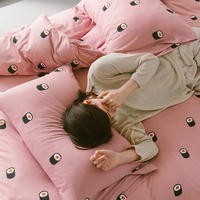 91家纺网 家纺一手货源 找家纺 风向标 2020新款第二季针织棉四件套 饭团-粉