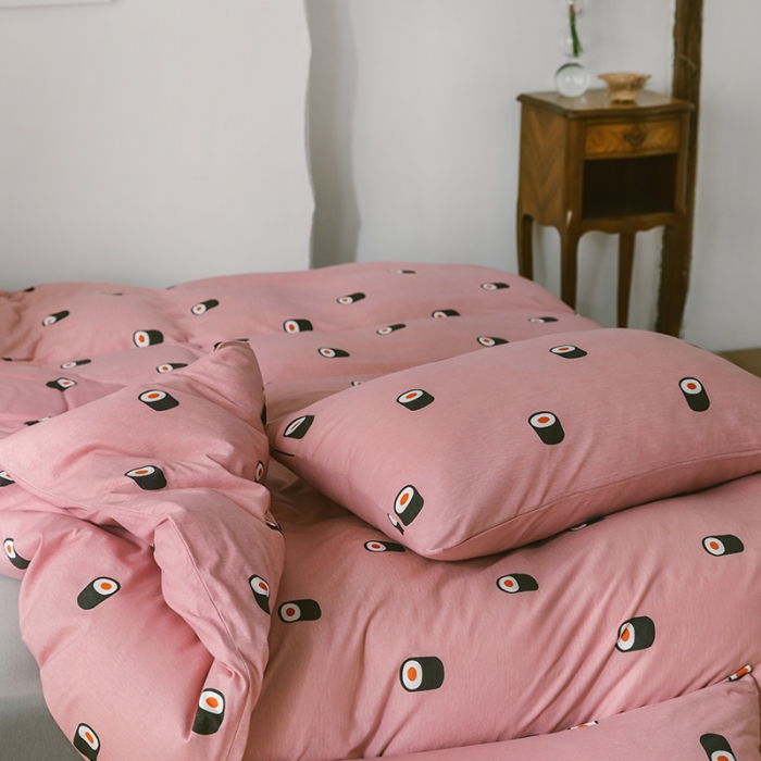 91家纺网 家纺一手货源 找家纺 风向标 2020新款第二季针织棉四件套 饭团-粉