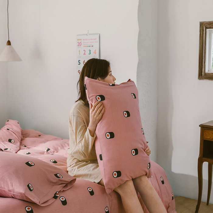 91家纺网 家纺一手货源 找家纺 风向标 2020新款第二季针织棉四件套 饭团-粉