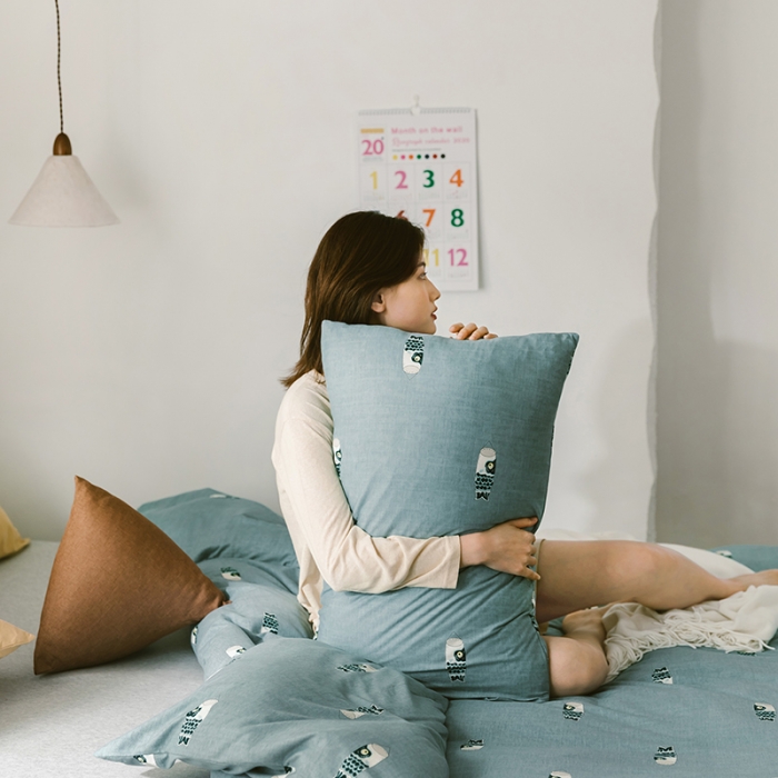 91家纺网 家纺一手货源 找家纺 风向标 2020新款第二季针织棉四件套 鱼旗-蓝