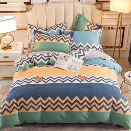 91家纺网 家纺一手货源 找家纺 雲归梦 2020新款全棉加厚磨毛四件套 波西草莓-蓝