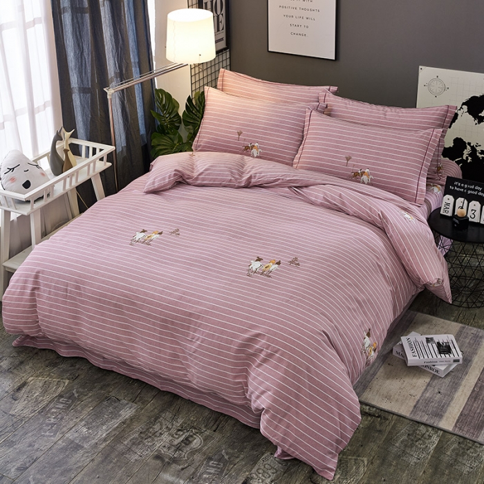 91家纺网 家纺一手货源 找家纺 雲归梦 2020新款全棉加厚磨毛四件套 布雷西亚-粉