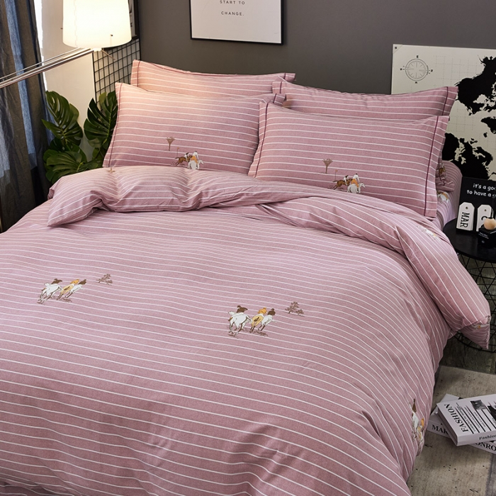 91家纺网 家纺一手货源 找家纺 雲归梦 2020新款全棉加厚磨毛四件套 布雷西亚-粉