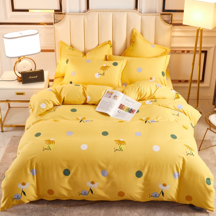 91家纺网 家纺一手货源 找家纺 雲归梦 2020新款全棉加厚磨毛四件套 彩虹点-黄