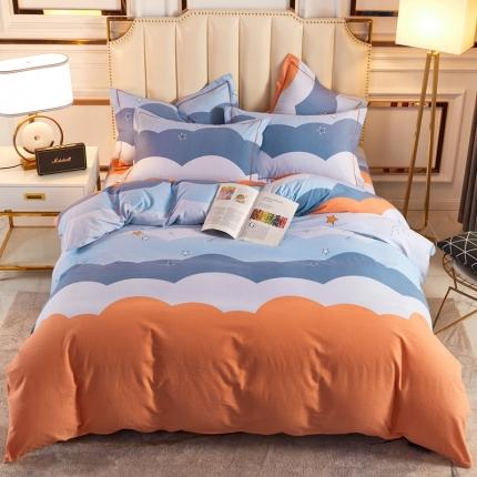 雲归梦 2020新款全棉加厚磨毛四件套 彩色星空-桔
