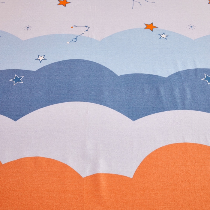 91家纺网 家纺一手货源 找家纺 雲归梦 2020新款全棉加厚磨毛四件套 彩色星空-桔